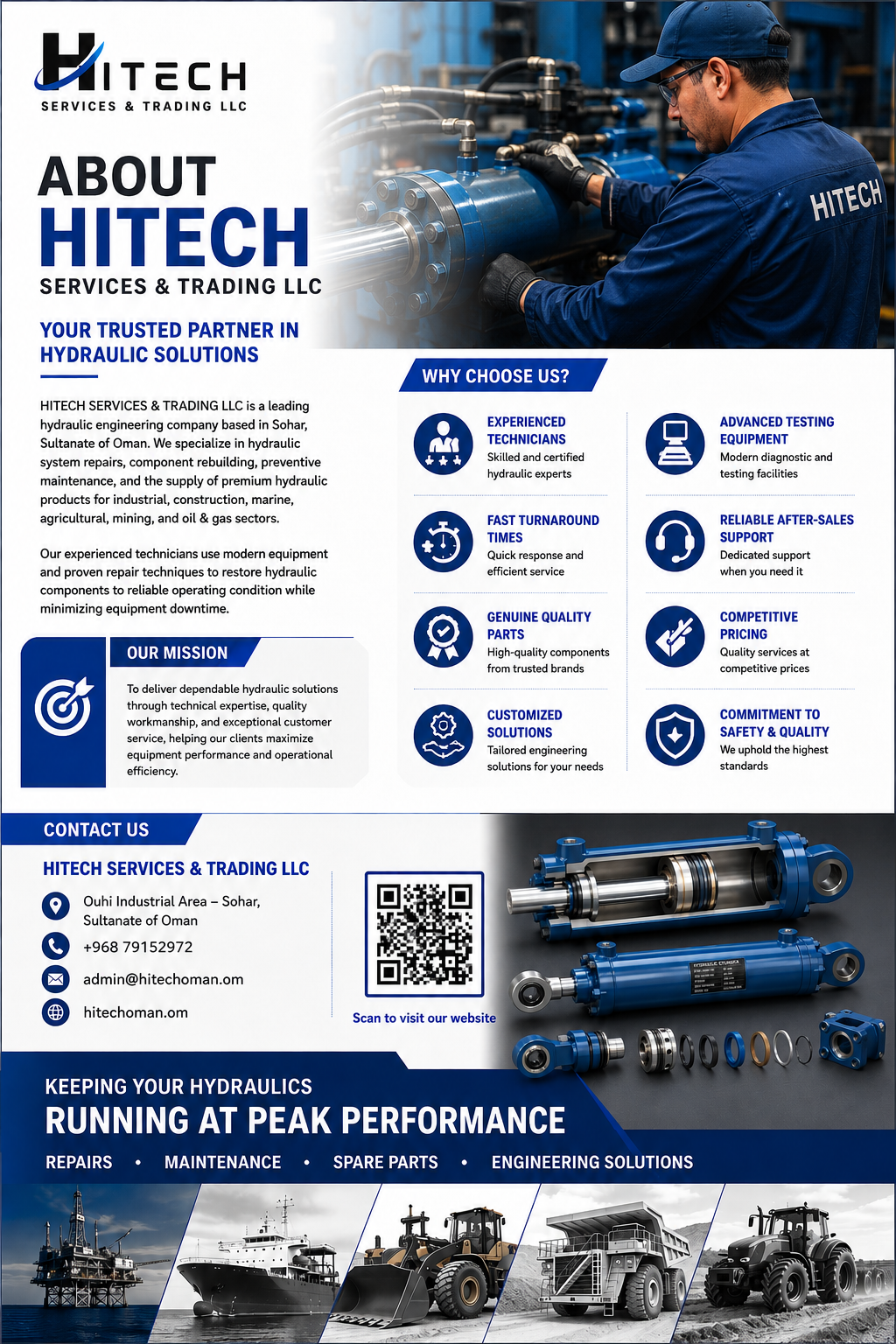 HITECH hydraulic workshop services in Sohar